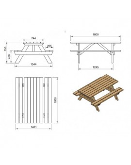 Tavolo da picnic MASGAMES MUNICH L lungo 180 cm