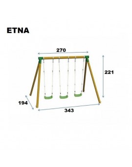 Altalena tripla in legno rotondo Masgames ETNA XL + seggiolino per bambini