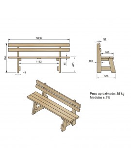 Panca in legno con schienale MASGAMES VIC