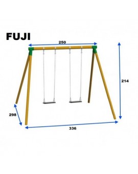 Altalena doppia in legno rotondo Masgames FUJI Adulti (gomma e corde)