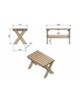 Tavolo da esterno in legno MASGAMES XERTA 120 cm