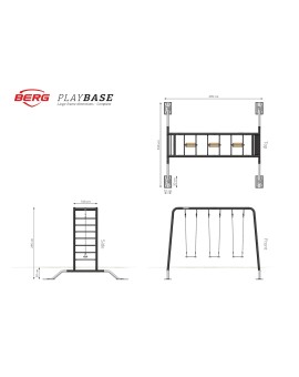 BERG Playbase Large TL (parete da arrampicata + sedile UFO + anelli)