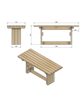 Tavolo da esterno in legno MASGAMES CALELLA