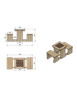 Tavolo da scacchi in legno MASGAMES DAMA