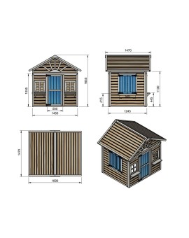 Casetta per bambini in legno a pannelli Masgames VISBY rialzati 60 cm